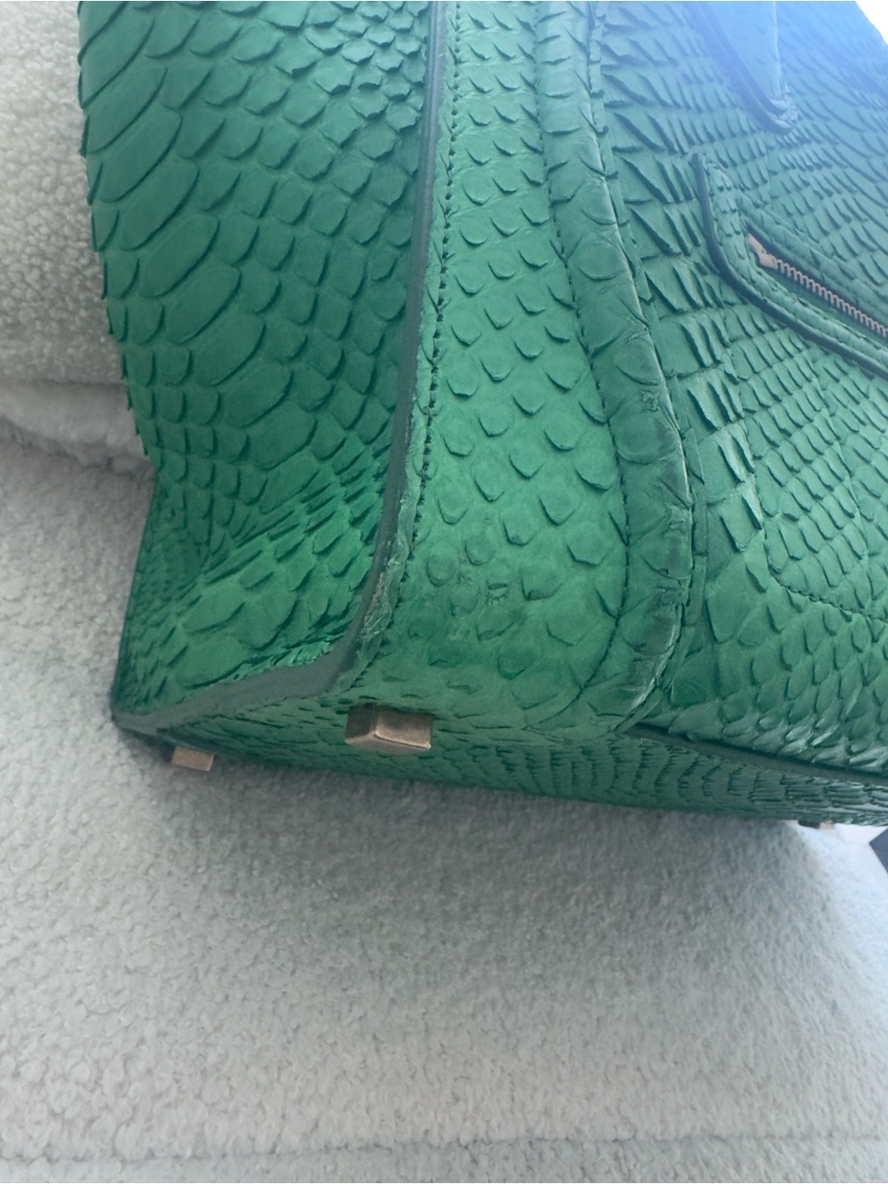 Celine Green Python-Embossed Top-Handle Tote - Picture 3 of 5